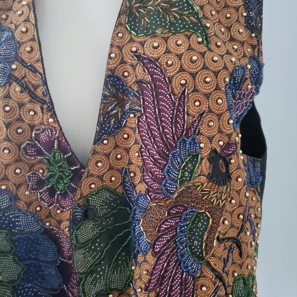 Vintage Beaded Vest 90's Style Size Medium - Picture 6 of 11